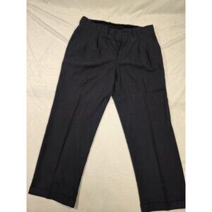 Claiborne Men's Dark Blue Pleated Straight Leg Dress Pants Polyester 36